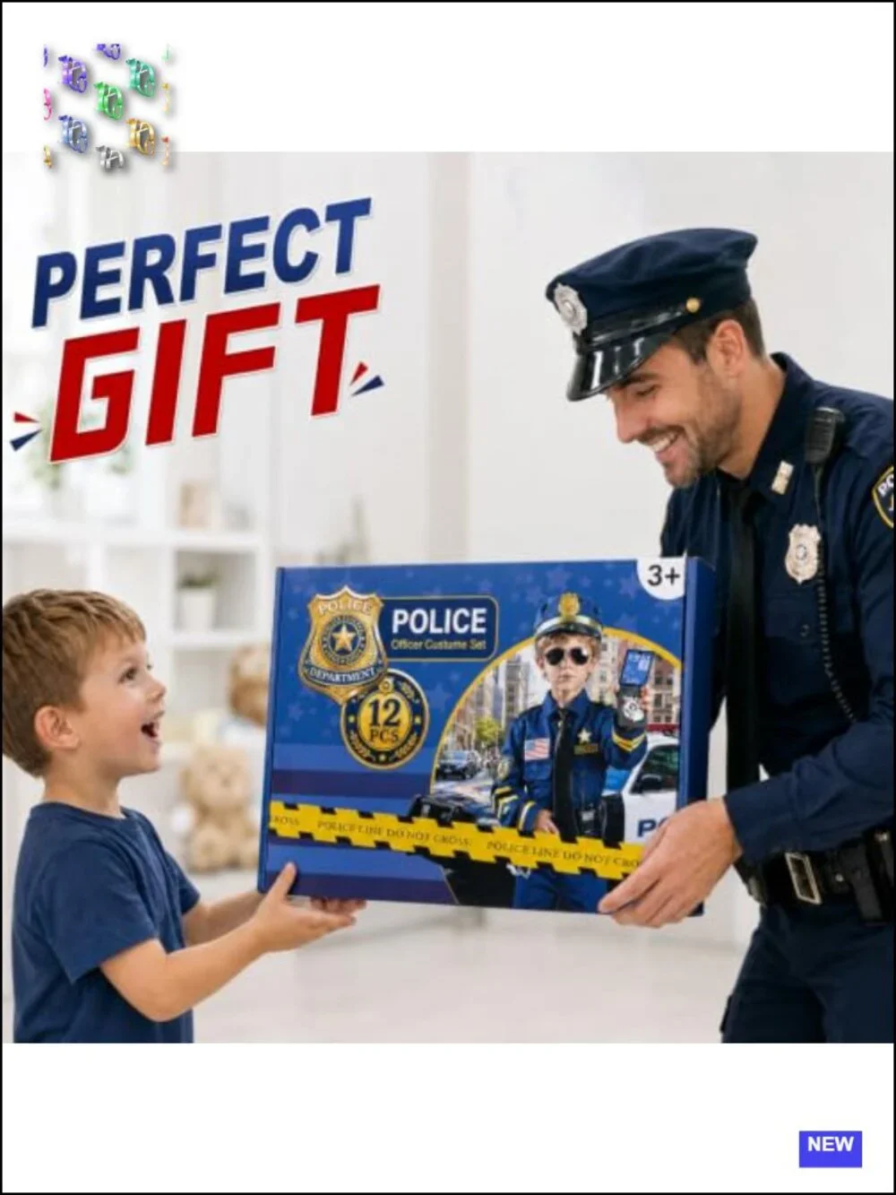 12pc Boys Police Officer Costume Set Halloween Pretend Play Role Play Uniform